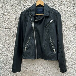 Black Vegan Leather Moto Jacket by American Eagle
